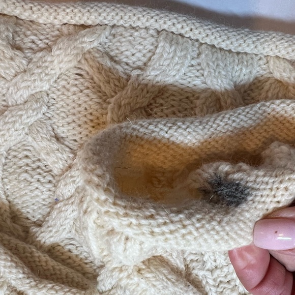 Inis Crafts 100% Merino Wool Cowl Neck Sweater Vintage Irish Fisherman Cable - Picture 9 of 9